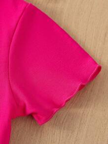 Set de 4 blusas de manga corta casuales para niñas pequeñas, verano 2022-2025, rosa, rojo ciruela, negro, estampado floral gris