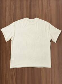 Camiseta casual de manga corta cuello redondo con estampado de letras y números para hombres - Multicolor - Ver 2