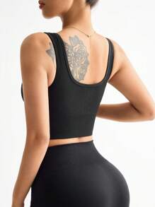 SHEIN Sport Studio Seamless Solid Color Sports Vest, Minimalist & Fashionable For Casual Everyday Wear