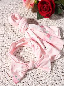 SHEIN Newborn Baby Photography Set With Rabbit And Flower Print - Multicolor - View 4