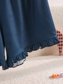 Conjunto de pijama de niña preadolescente con top de manga corta y short con estampado de unicornio