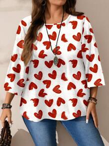 EMERY ROSE 休闲简约印花加大码圆领七分袖衬衫，适合秋冬季穿着 - 彩色 - 查看 5