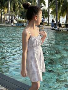 DAZY 1 件女童波尔卡圆点印花连衣裙，适合秋季