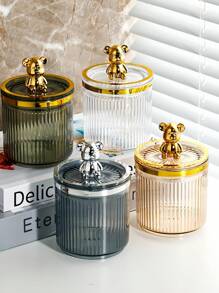 1 pièce Porte-écouvillon de nettoyage de luxe pour la maison avec couvercle, boîte de rangement anti-poussière, décoration de salle de bain estivale, organisateur de maquillage