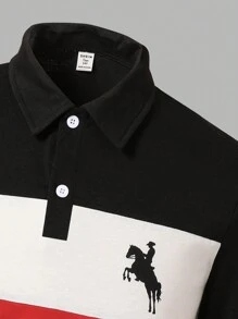 青少年男孩简约时尚休闲日常短袖 Polo 衫 - 彩色 - 查看 4