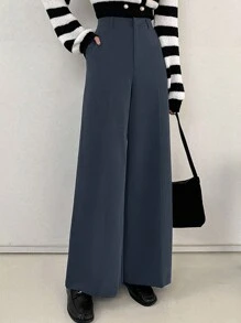 DAZY 女士休闲商务裤，四季皆宜，女士正装裤 - 藏蓝色 - 查看 4