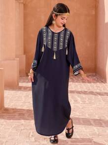 Tween Girl Casual Fashion Ruffle Trim Plaid Print Cute Color Block Dress, Suitable For Summer Wear As Inner/Outer Layer, Comfortable Soft Fabric Suitable For Casual Outings, Gatherings, Vacations, School - Black and White - View 5