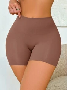 SHEIN 1pc Women High Waist Seamless Shaping Shorts - Redwood - View 4