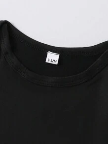 Camiseta de manga corta con estampado gráfico de luna dorada y letras, apropiada para niño bebé en la primavera y el verano durante el Ramadán - Multicolor - Ver 4
