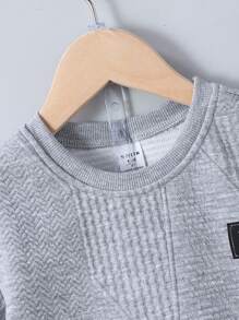 SHEIN Genkimix Kids 2 Pieces Young Boy Casual Daily Wear Short Sleeve Top And Shorts Set - Grey - View 4