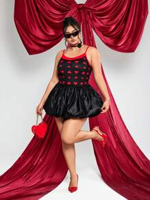 SHEIN ICON Plus Size Women Heart Print Bow Decor Camisole - Multicolor - View 5