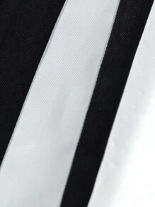 Tween Girls' Contrast Waist Elastic Waist Pockets Wide Leg Pants - Black and White - View 5