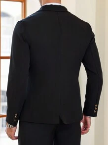 Manfinity Mode Blazer informal de manga larga con botones frontales de unicolor tejido por Manfinity