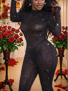 Slaydiva Mono sexy de mujer con forro de malla, apropiado para el Día de San Valentín, fiestas de Año Nuevo, citas, uso casual, se puede usar solo o en capas