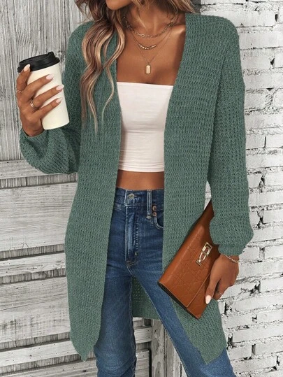 EMERY ROSE Drop Shoulder Casual Design Cardigan Fall Winter Cloth For Women