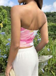 INAWLY Dames bloemenprint ruches bandeau-hemdje