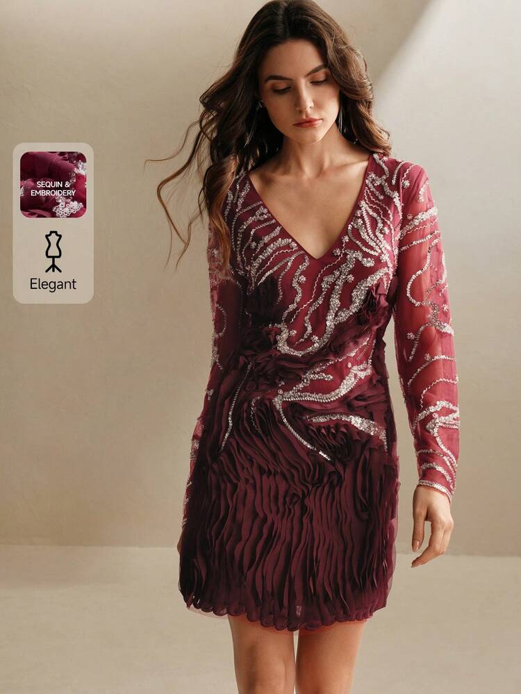 Women's Sequin Embroidery Elegant Party Dress