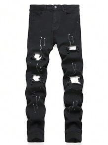 Manfinity EMRG Plus Size Męskie Codzienne Proste Modne Jeansy Jeansowe