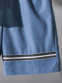 SHEIN Tween Boy School Tie Short Sleeve T-Shirt And Shorts Set