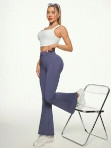 SHEIN Sport Studio Pantalones deportivos casuales de unicolor para mujer, de estilo minimalista para uso diario