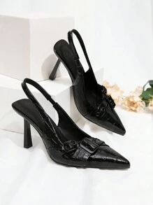 CUCCOO GRLICON Women's Y2K Punk Style High Heel Pumps, Suitable For Motorcycle, Cool Girl, Halloween, Christmas, Party Outfits - Black - View 3