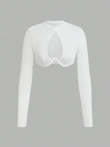 SHEIN ICON Y2K 性感镂空心形镂空短款户外上衣