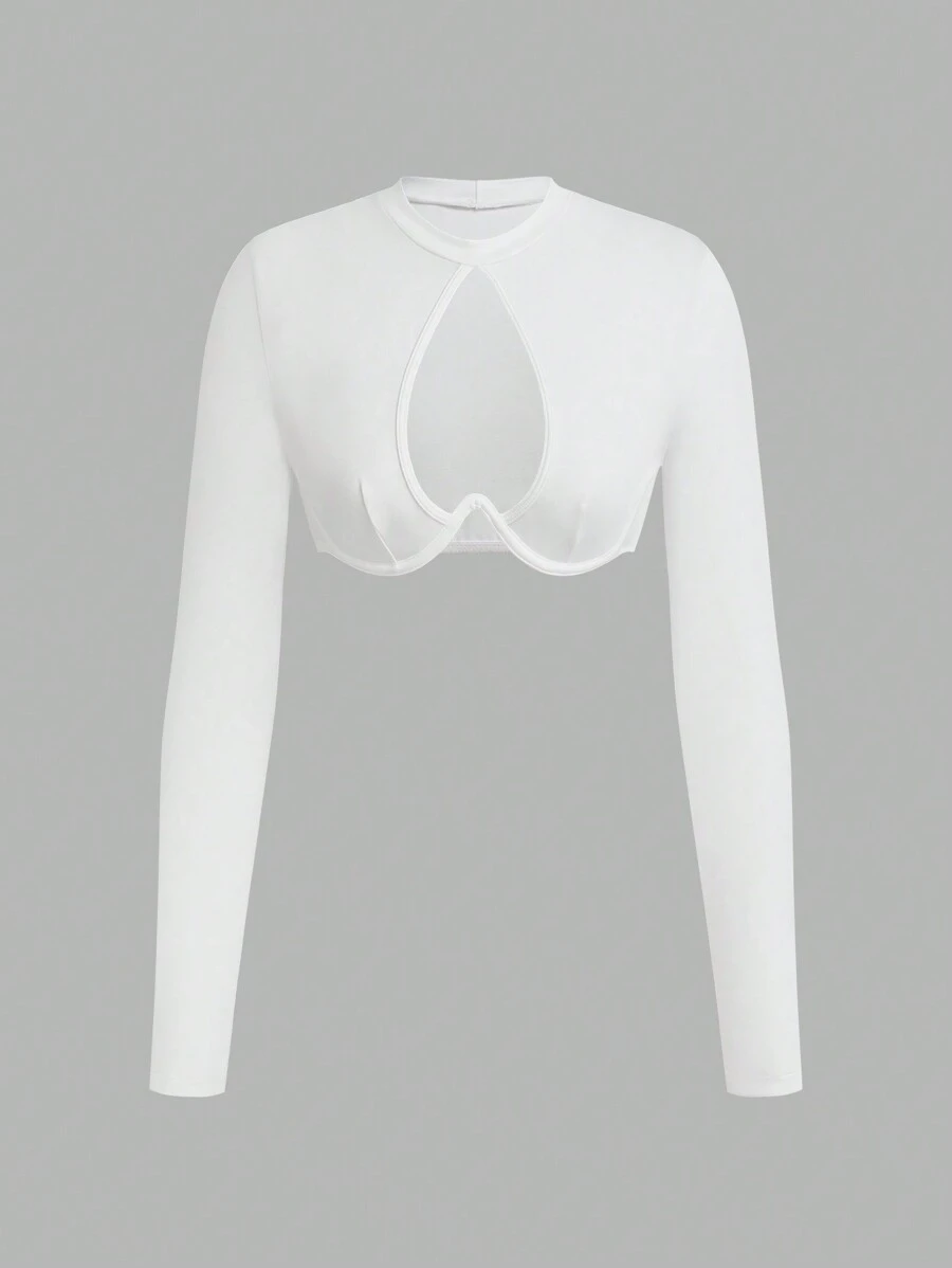 SHEIN ICON Y2K 性感镂空心形镂空短款户外上衣