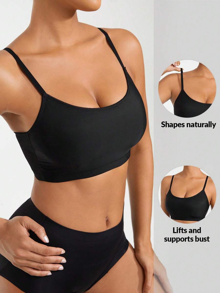 女士休闲日常简约时尚塑身上衣 - 黑色 - 查看 1