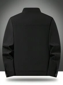 Manfinity Homme Chaqueta y ropa de abrigo casual minimalista de unicolor con bolsillo con cremallera frontal para hombres