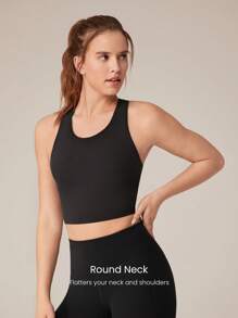 GLOWMODE Powersculpt™-Air Built-In Cups Quick-Dry Sweat-Wicking Racerback Sports Bra High Impact Workout Running Training Gym - Black - View 3