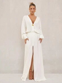 Lumalex 女士高端连衣裙，适合聚会、春节、度假、婚礼 - 白色 - 查看 3