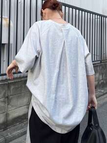 FRIFUL Women Loose Back Pleats Raglan Sleeve Blouse