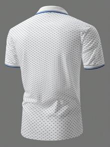 Manfinity Homme Men's Striped Short Sleeve Zipper Placket Casual Polo Shirt,Outfits Husband  And Boyfriend Gifts, Summer Men Tops