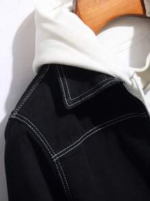 Manfinity Homme 男士休闲牛仔夹克，简约时尚，适合日常穿着 - 黑色 - 查看 5