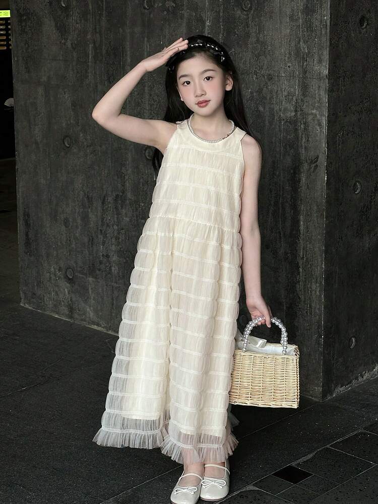 Tween Girl Sleeveless Woven Tank Dress For Summer,Back To School Clothes Vacation