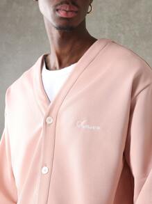 SUMWON 短款纽扣开衫经典 V 领夏季轻便外套日常休闲运动秋季必备街头风格分层单品 - 粉色 - 查看 5