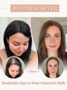 Postizos para mujeres de cabello humano real de 14 pulgadas, postizo de cabello de 3 "x 5", postizos para cabelludo para mujeres con cabello ralo, actualización de postizo de cabello humano premium - Natural Black - Ver 6