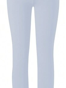 3pcs Girls' Elasticized English Text Simple Plain Long Leggings Set - Multicolor - View 3