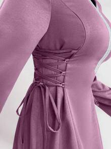 Al Najma Simple Solid Color Arabic Style Casual Everyday Dress - Purple - View 8