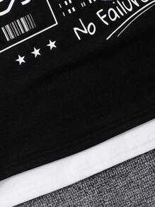 SHEIN 2 szt./zestaw dla chłopców z krótkim rękawem, casualowe koszulki do koszykówki z grafiką