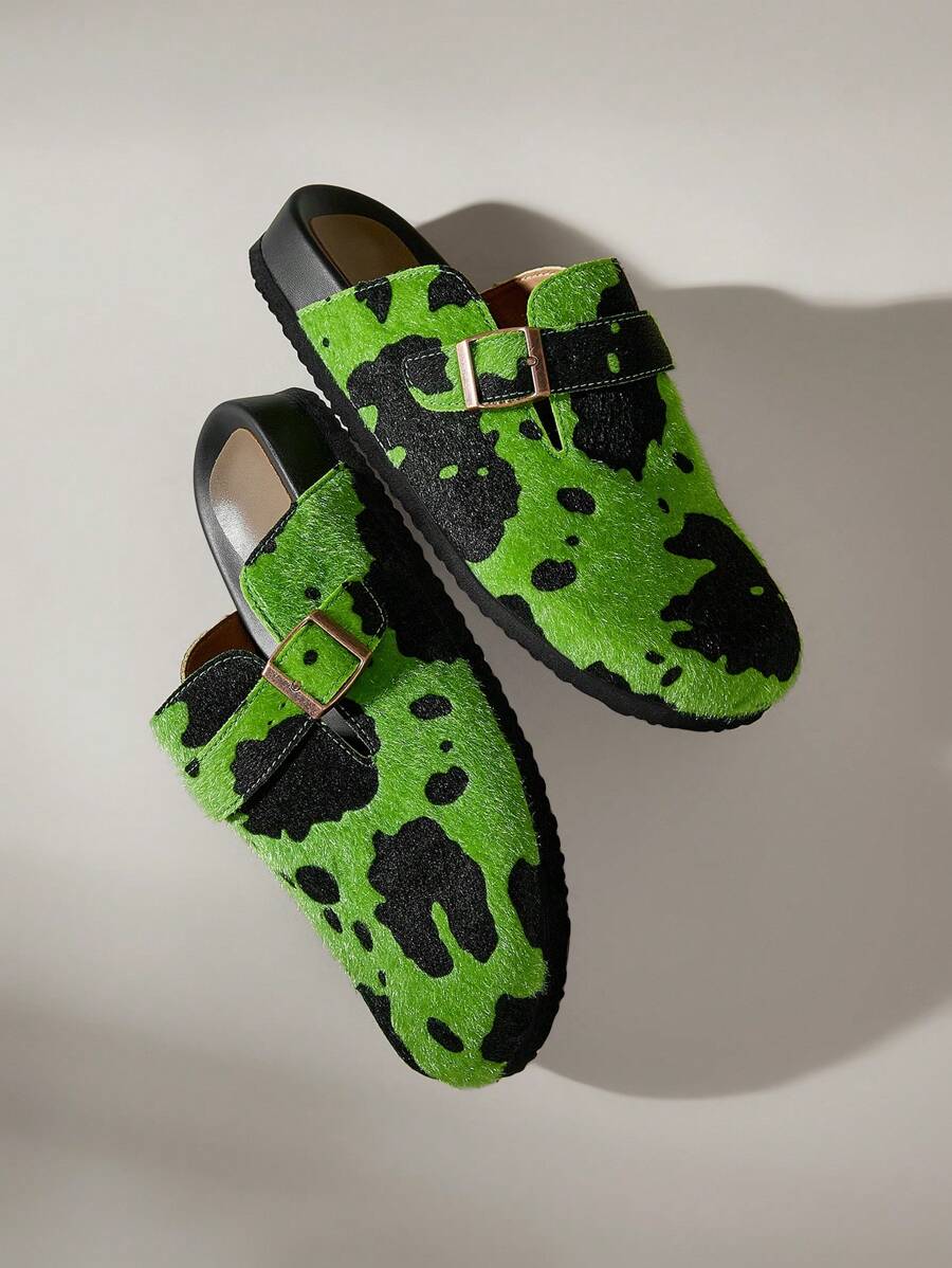 Solecia Women Cow Pattern Buckle Design Casual Fashion Flat Loafers Spring Shoes Spring Break Easter