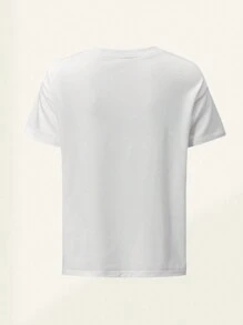 SHEIN Explorewe 1pc Tween Boy Holiday Beach Palm Tree & Football Graphic Round Neck Short Sleeve T-Shirt - White - View 8