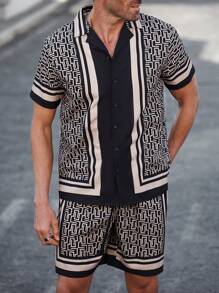 Manfinity Homme Manfinity 男士休闲时尚衬衫，适合日常穿着，男士两件套服装