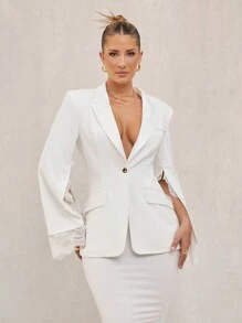 Lumalex Spring Summer Vacation Bohemian BOHO Sea Beach Hot Outdoor Richly Layered Wedding Season Banquet Coming Of Age Ceremony Beach Seaside  Festival Old Money Wedding Engagement Coming Of Age Ceremony Elegant Women's High-End Party & Chinese New Year Slit Sleeve Suit Jacket