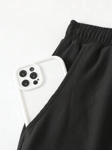 Surfspeed Plus Size Men 3D Animal Print Drawstring Waist Beach Shorts - Black - View 3