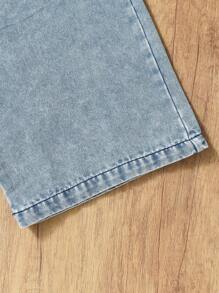 Girls Casual Butterfly & Letter Print Denim Jeans, Versatile For Daily Wear, Spring/Summer/Autumn - Blue - View 5