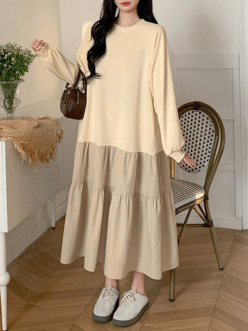 Women's Sweet Midi Sweatshirt Dress, Spring/Summer