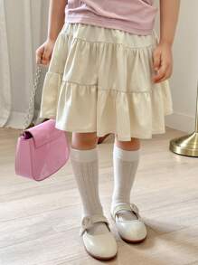 DAZY 女童短款梭织裙，夏季 - 米色 - 查看 4
