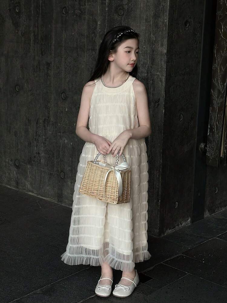 Tween Girl Sleeveless Woven Tank Dress For Summer,Back To School Clothes Vacation