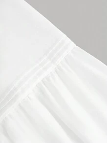 SHEIN Girlism Teen Girl White ,Go Out On The Street,Leisure Vacation,Plain And Simple Everyday Pleated Skirt - White - View 4